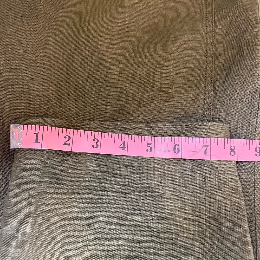 J. Jill Love Linen Tapered Leg Pull On Cropped Joggers Pants Olive Green Sz Med - Picture 11 of 11